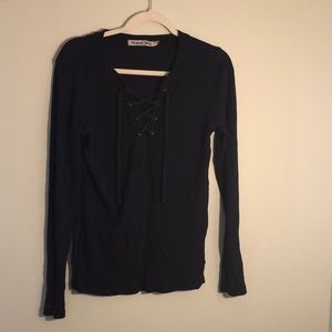 Michael stars lace up waffle shirt